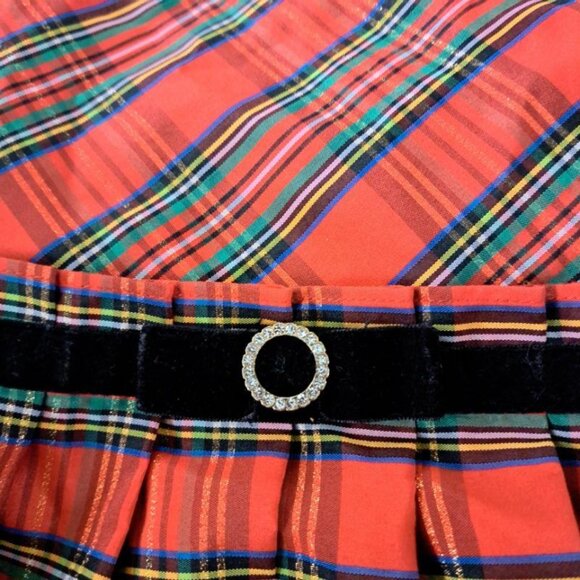 JONA MICHELLE Tartan Plaid Formal Holiday Dress taffeta Velvet Red size girl 8 - Picture 4 of 5